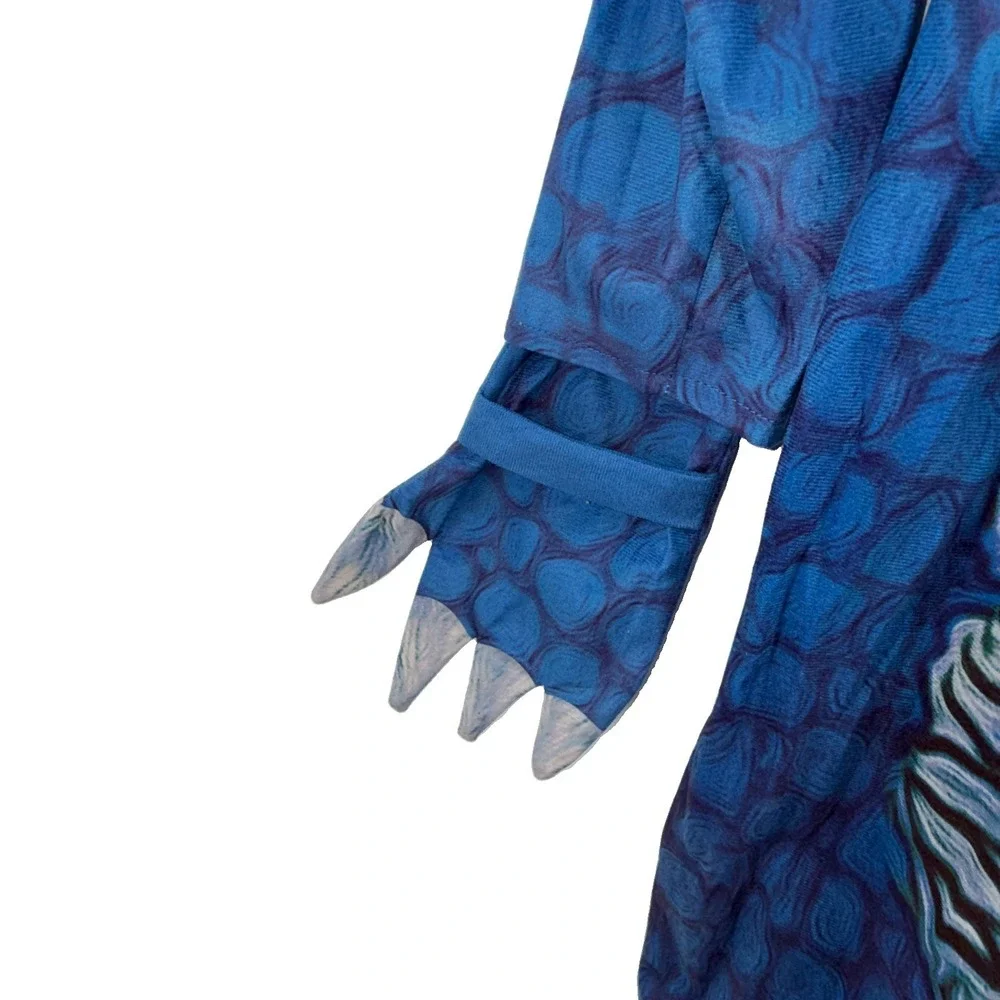 Blue Dinosaur Costume Childs XL 9-10 Year Old Size 150 Zip Up No Mask